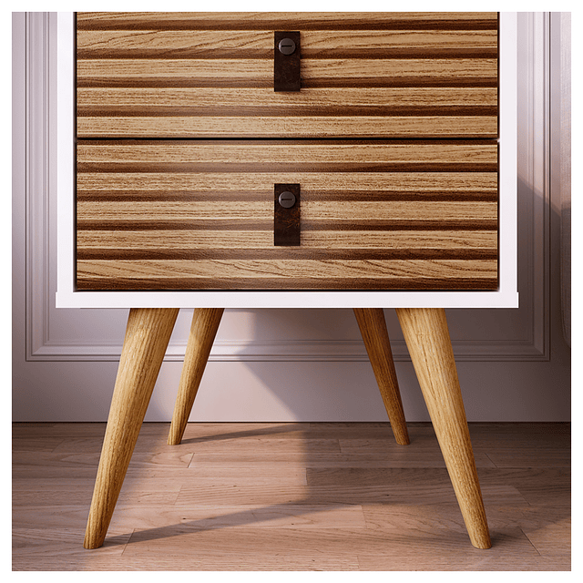 Velador Amber 2 Cajones Blanco/Brise