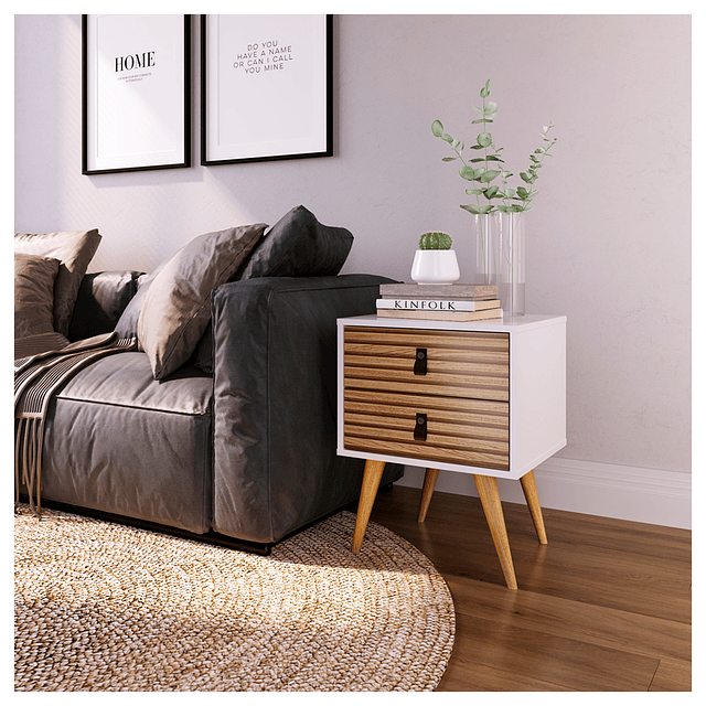 Velador Amber 2 Cajones Blanco/Brise