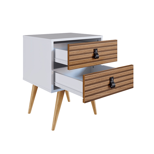 Velador Amber 2 Cajones Blanco/Brise