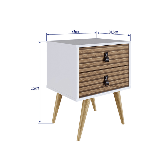 Velador Amber 2 Cajones Blanco/Brise