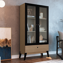 Vitrina 2 Puertas Amber Café/Negro