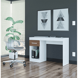 Mesa De Escritorio Con Cajon Practic Blanco / Avellana