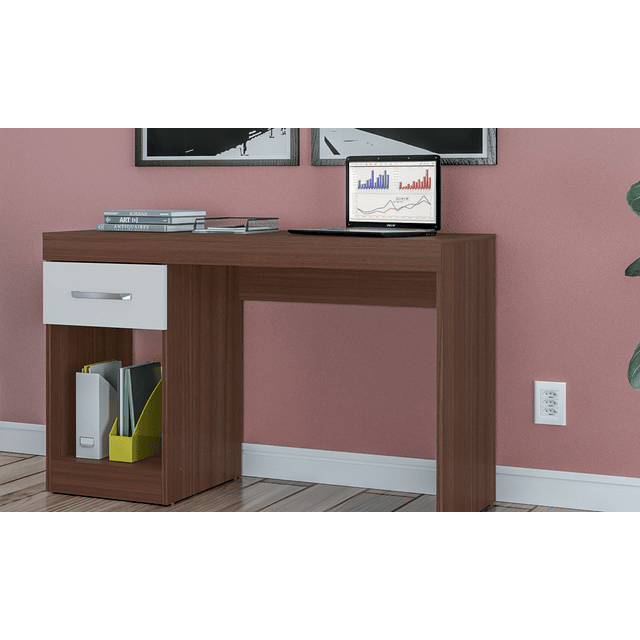 Mesa De Escritorio Con Cajon Avellana