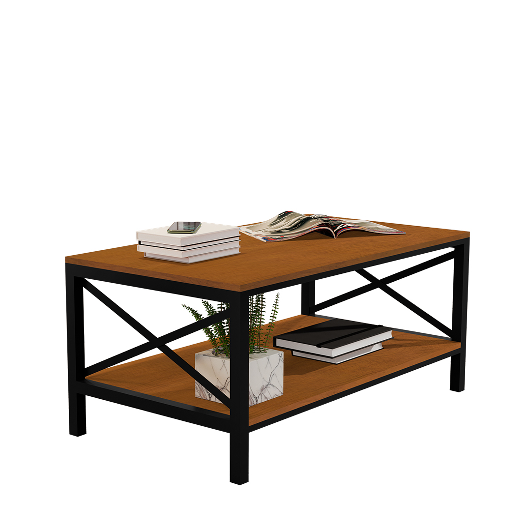 Mesa de centro industrial caramelo