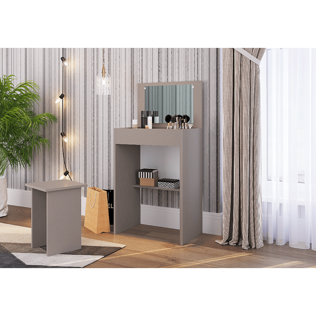 Tocador Con Espejo Amore Gris