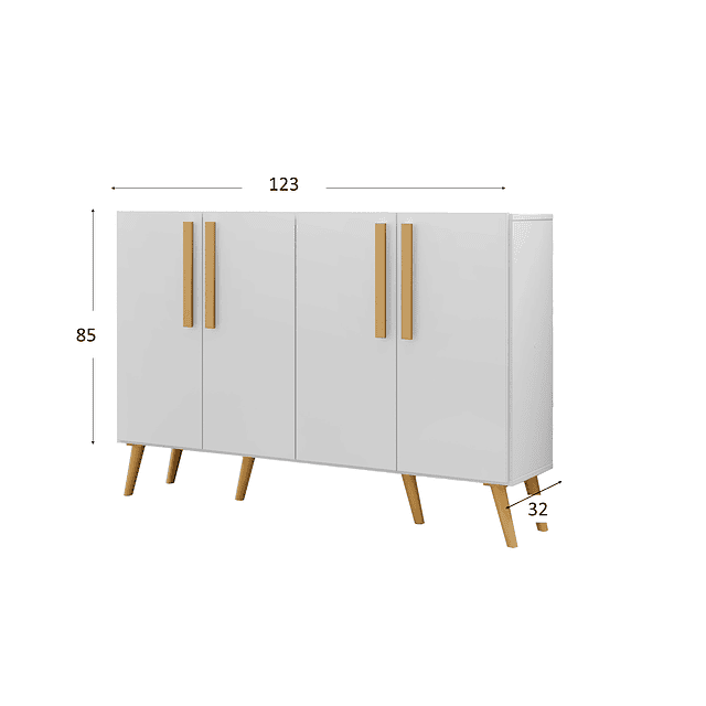 Buffet Retro Viena 4 Puertas Blanco