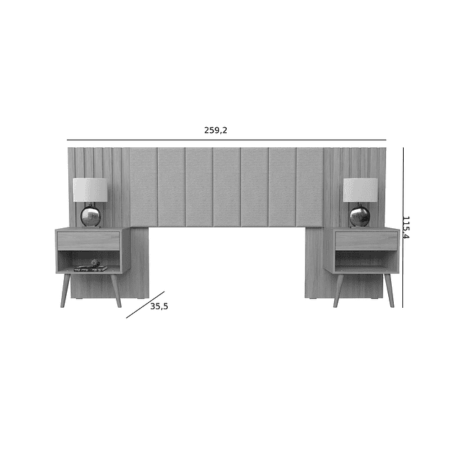 Set Respaldo Cama Zara 2 Plazas Hanover