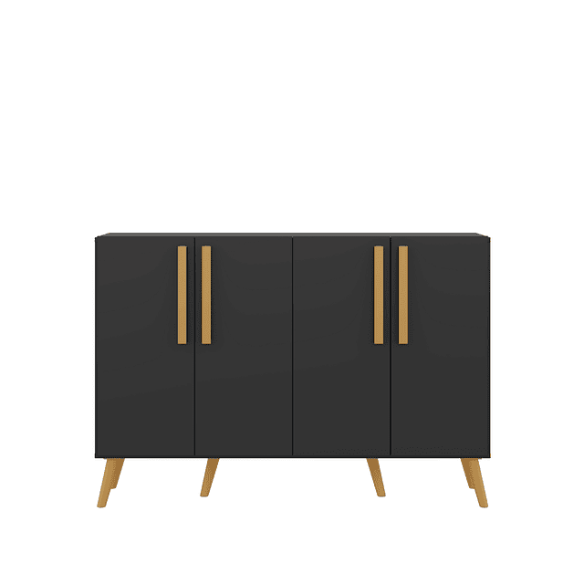 Buffet Retro Viena 4 Puertas Negro