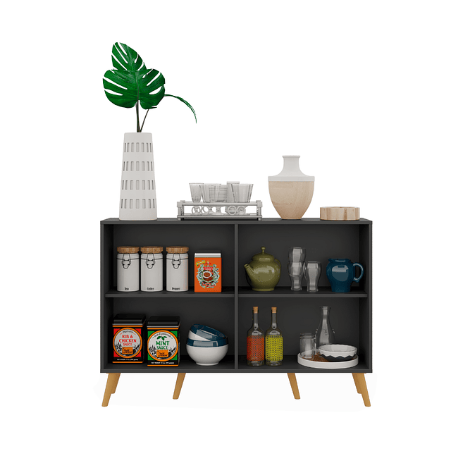 Buffet Retro Viena 4 Puertas Negro