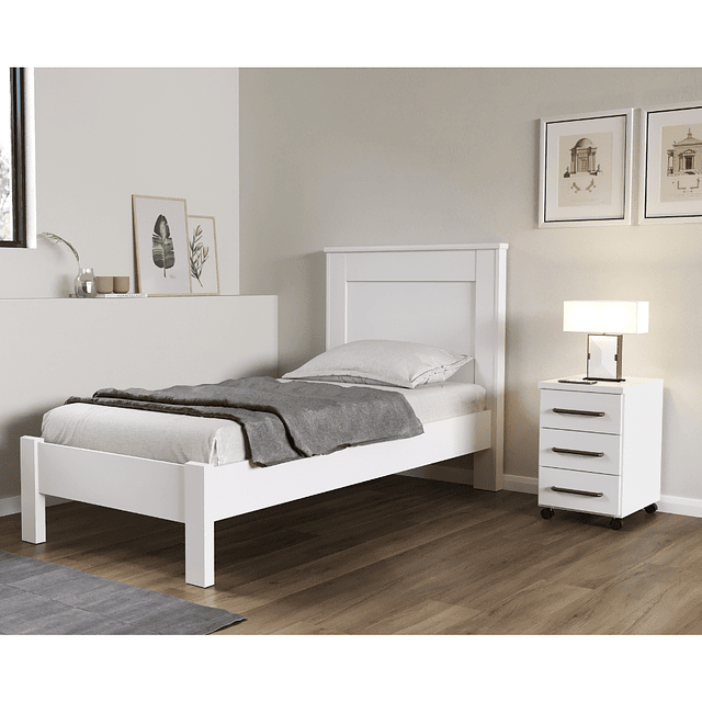 Cama 1 Plaza Munique Blanco