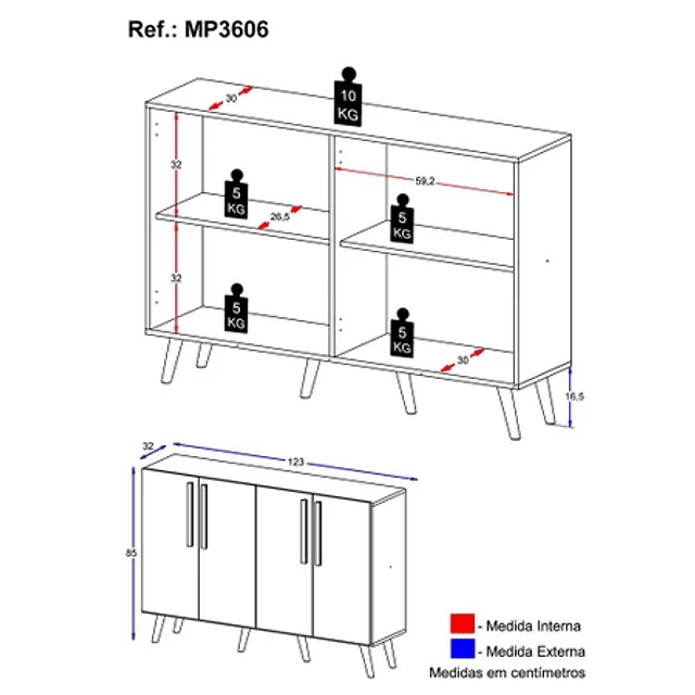 Buffet Retro Viena 4 Puertas Negro