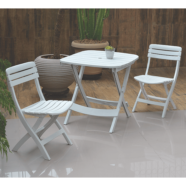 Silla Plástico Plegable Diamantina Blanco