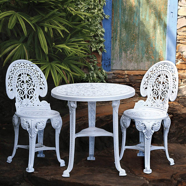 Mesa Plástica Redonda Desarmable Colonial Blanco