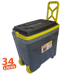Cooler Térmico Con Ruedas 34 L Gris Amarillo
