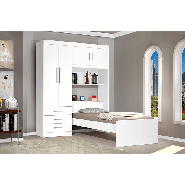 Ropero Con Cama 1 Plaza Blanco