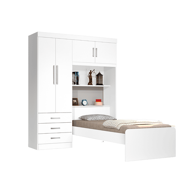 Ropero Con Cama 1 Plaza Blanco