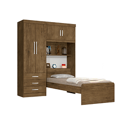 Ropero Con Cama 1 Plaza Cedro