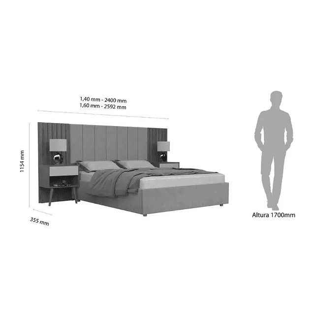 Set Respaldo Cama Zara 2 Plazas Hanover