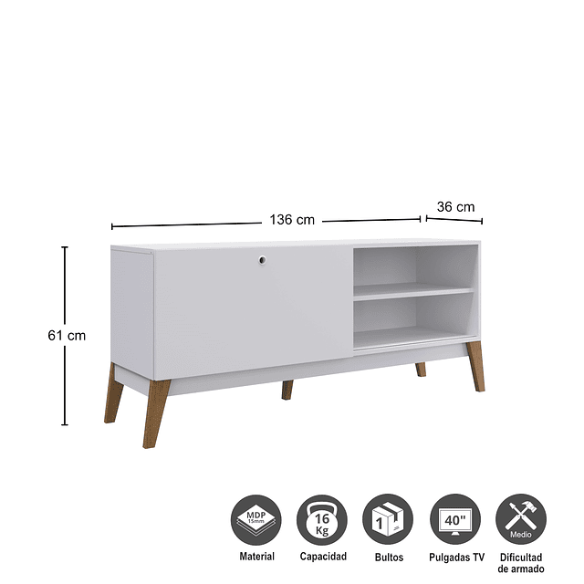 Rack Tv Amber Maui Blanco