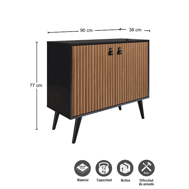 Buffet Amber 2 Puertas Negro/Brise