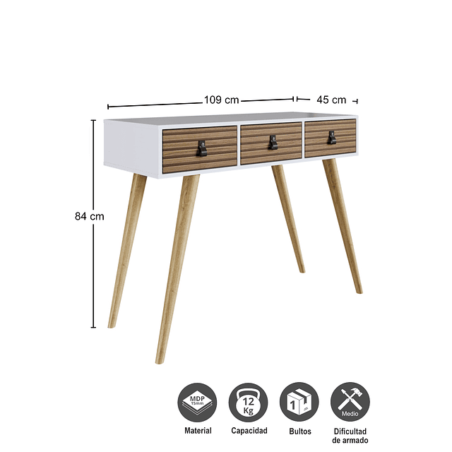 Arrimo Amber 3 Cajones Blanco/Brise