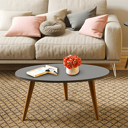 Mesa Centro Oval Retro Grafito 1007