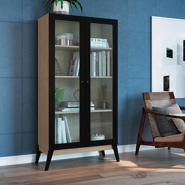 Vitrina 2 Puertas Café/Negro Amber