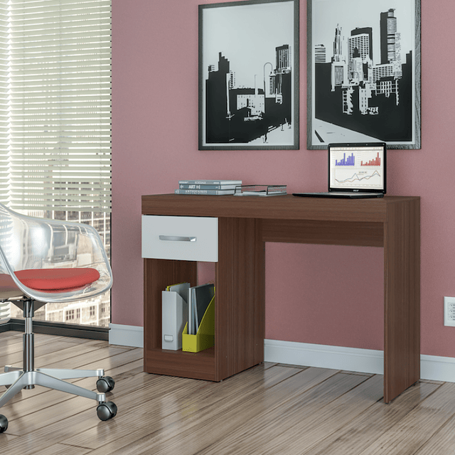 Mesa De Escritorio Con Cajon Avellana