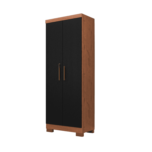 Estante Con Puertas Multiuso Natura Negro Cinza