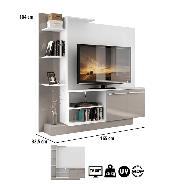 Rack Tv Verona Blanco Gris