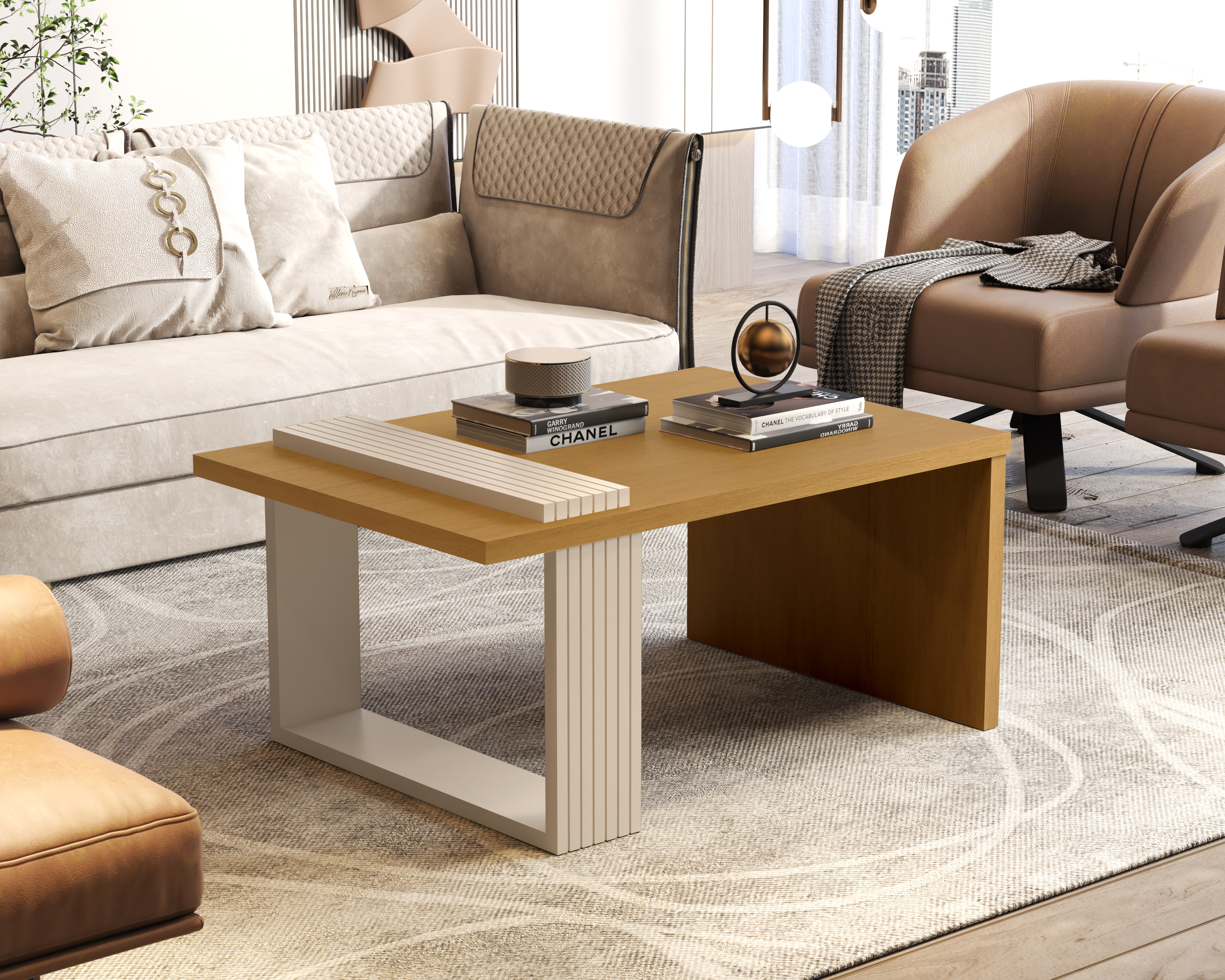 Mesa de centro boho caramelo perla