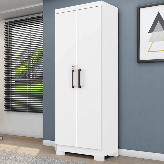 Estante Con Puertas Multiuso Blanco Mate Cinza