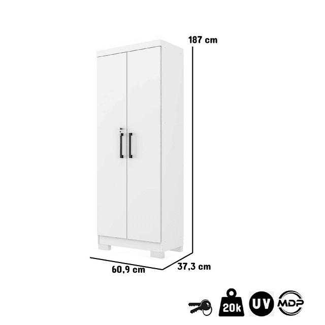 Estante Con Puertas Multiuso Blanco Mate Cinza