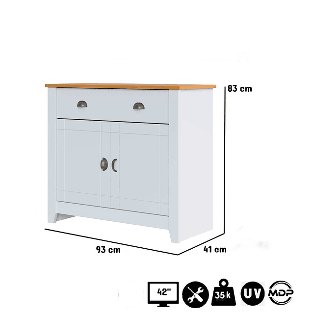 Buffet 1 Cajón 2 Puertas  Ludlow Blanco Miel