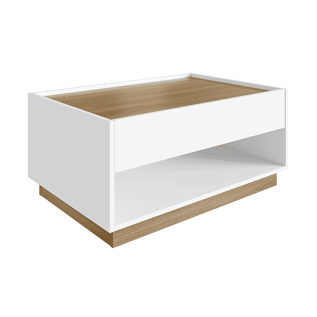 Mesa De Centro Blanco Miel Bari Con Cajón