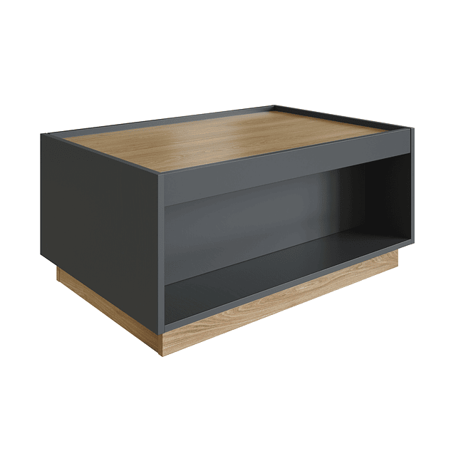 Mesa De Centro Grafito Miel Bari Con Cajón