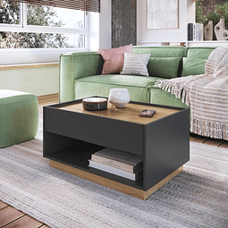 Mesa De Centro Grafito Miel Bari Con Cajón