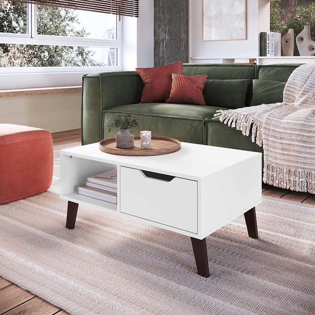 Mesa De Centro Blanco Rimini Con Cajón