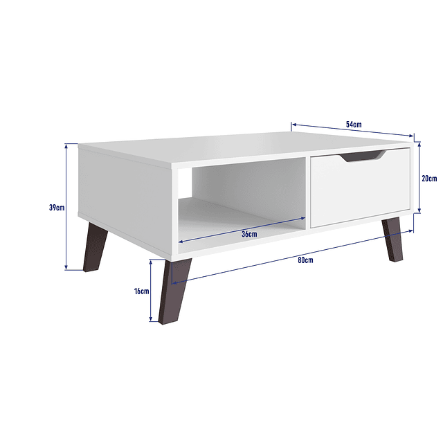 Mesa De Centro Blanco Rimini Con Cajón