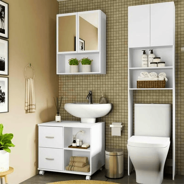 Estante Aereo Multiuso Smart Blanco C/Espejo