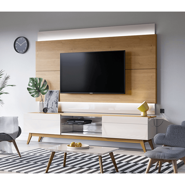 Rack Tv Stand Classic 11833 1.8 Cajones Blanco/Caramelo