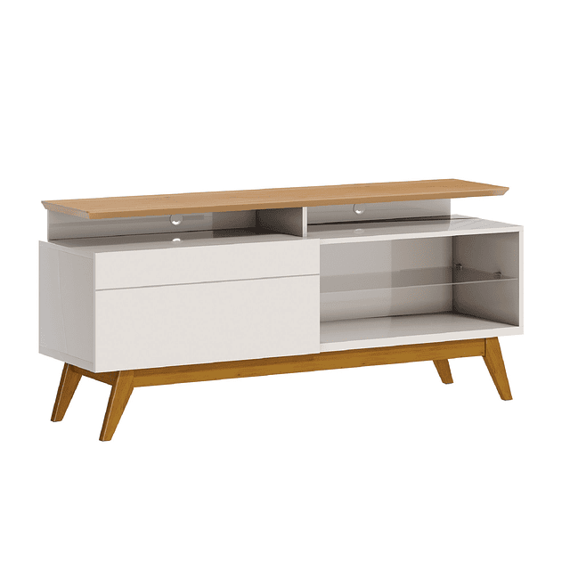 Rack Tv Stand Classic Plus 1 cajon Blanco/Caramelo 1.4Mts