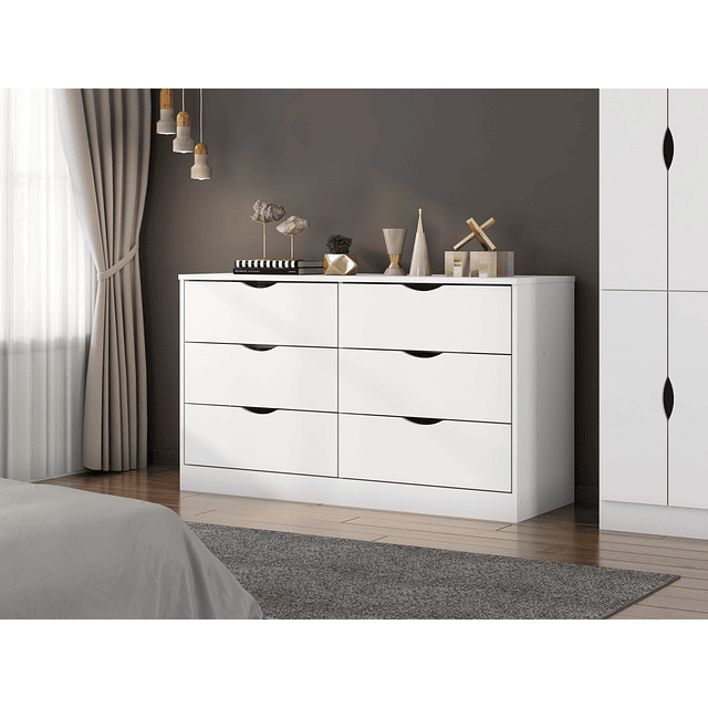Comoda 6 Cajones Pisa Blanco