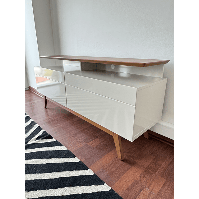 Rack Tv Stand Classic Plus 12333 1.4 Cajones Blanco/Caramelo