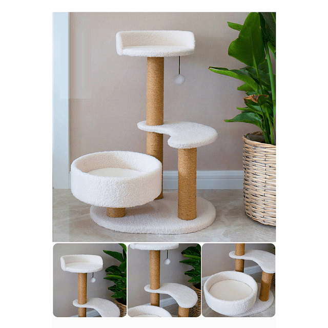 Rascador Blanco Para Gatos 3 Niveles