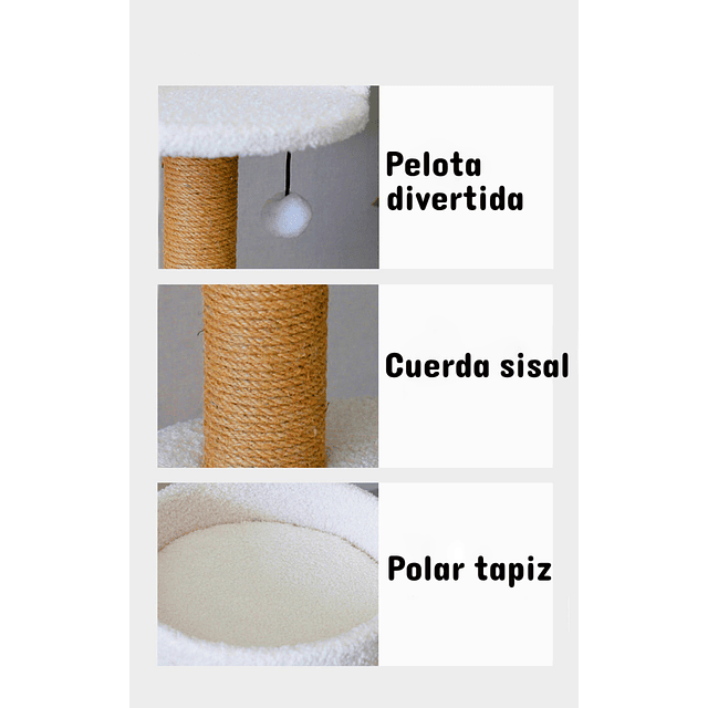 Rascador Blanco Para Gatos 3 Niveles