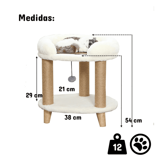 Rascador Cama Blanco Para Gato