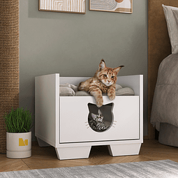Cama Gatito Blanca Petscool Con Cajón