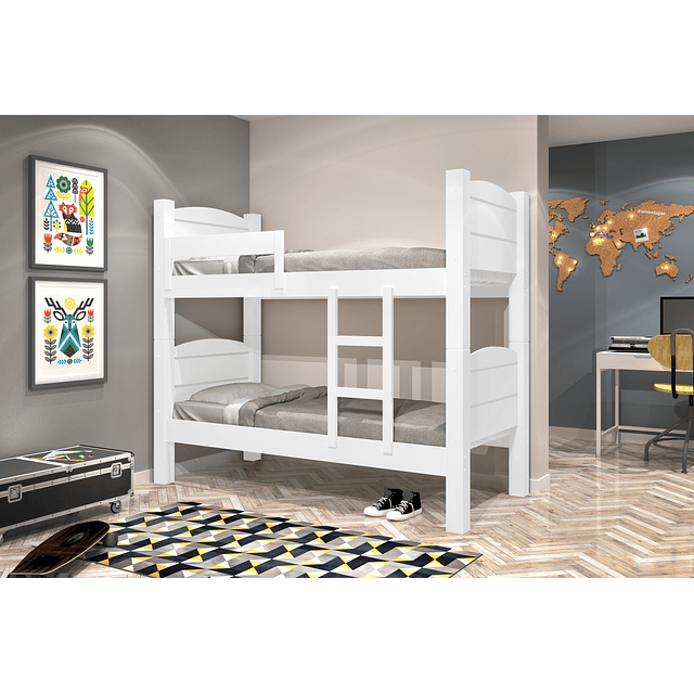 Combo Camarote 1Plaza Liliane Blanco + Velador Retro Be Perla