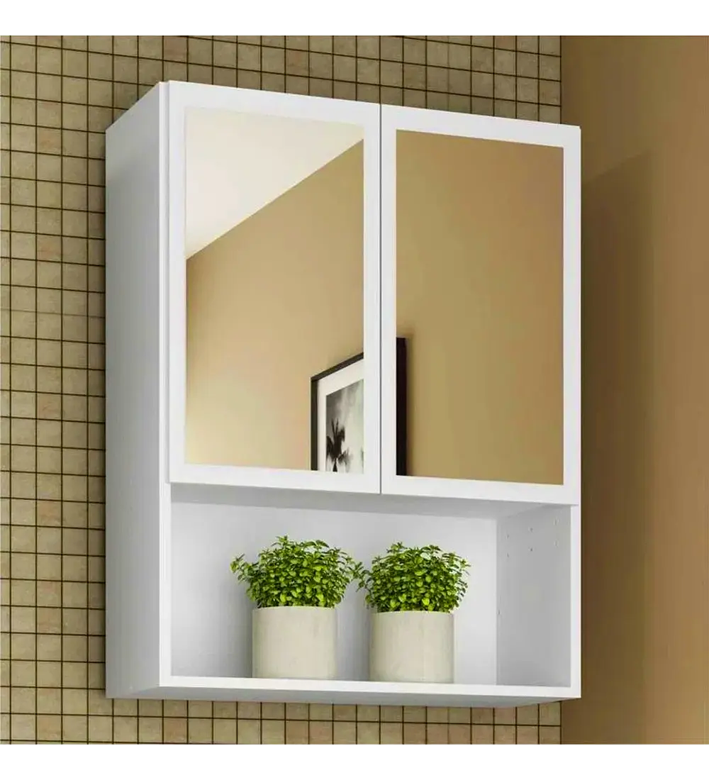 Combo Mueble Para Baño 2 Cajones Blanco + Estante Aereo Multiuso Smart 